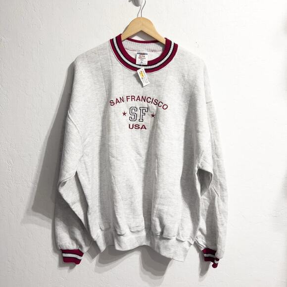 NWT San Francisco Sweatshirt Large USA Knit Souvenir Crewneck Embroidered Grey - Picture 1 of 4